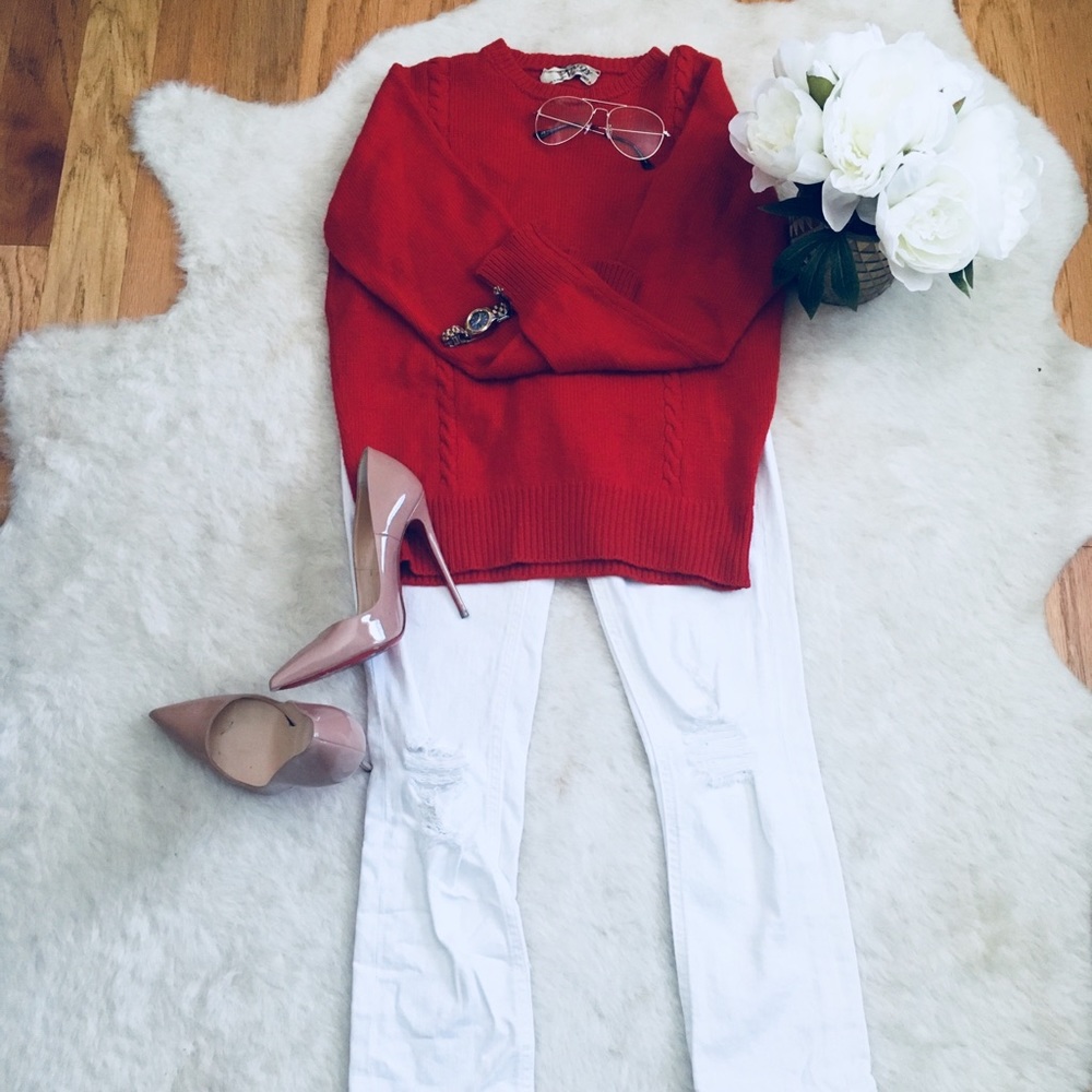 Red cashmere sweater